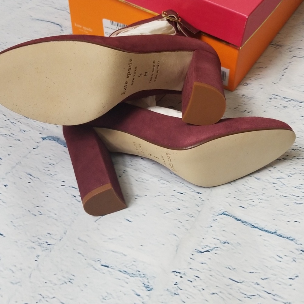 Womens Kate Spade Block Heel Suede Pump - Picture 3 of 8